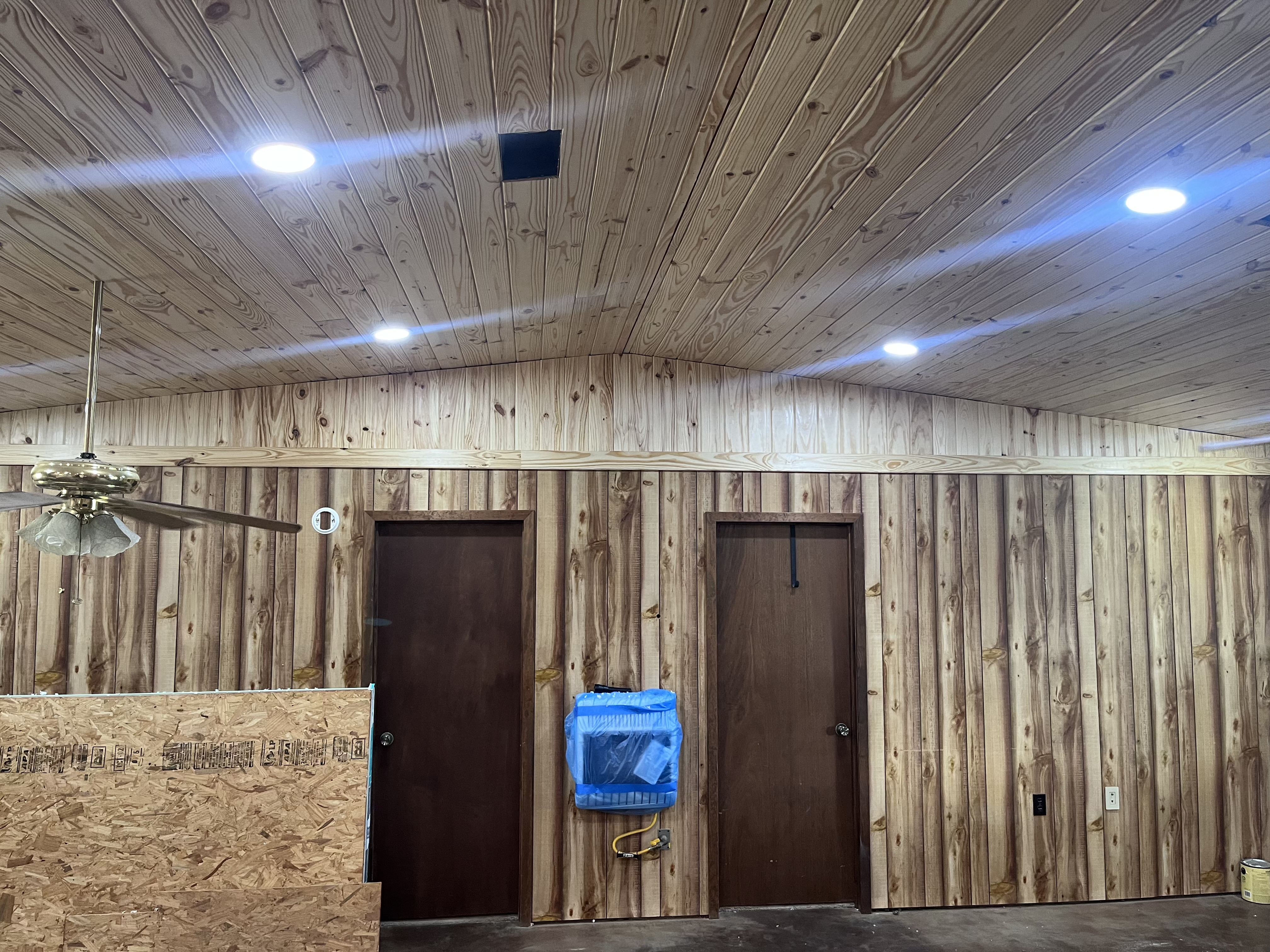 Cedar walls and ceiling interior